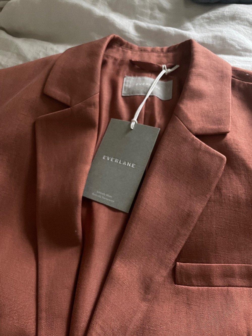Everlane linen Oversized Blazer business casual jacket office wear in rust (NWT)